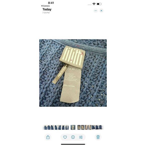 Lilith Open Front Knit Cardigan Medium/Large Blue Cotton Knit - Picture 3 of 12